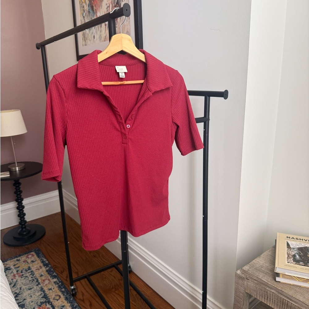 Polo Top in Dark Red